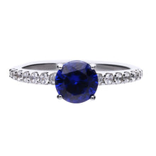將圖片載入圖庫檢視器 Anello blu in argento e zirconi ricoperto di platino Diamonfire Royal