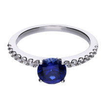 將圖片載入圖庫檢視器 Anello blu in argento e zirconi ricoperto di platino Diamonfire Royal