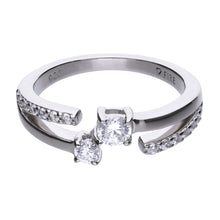 將圖片載入圖庫檢視器 Anello in argento ricoperto di platino con doppio zircone Diamonfire Brilliant
