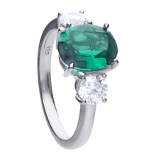 Carica l'immagine nel visualizzatore di Gallery, Anello verde in argento e zirconi ricoperto di platino Diamonfire Royal