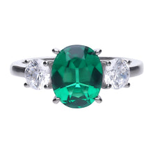 Carica l'immagine nel visualizzatore di Gallery, Anello verde in argento e zirconi ricoperto di platino Diamonfire Royal