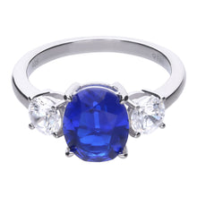 將圖片載入圖庫檢視器 Anello blu in argento e zirconi ricoperto di platino Diamonfire Royal