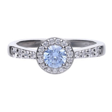 將圖片載入圖庫檢視器 Anello azzurro in argento e zirconi ricoperto di platino Diamonfire Royal
