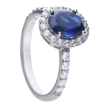 將圖片載入圖庫檢視器 Anello blu in argento e zirconi ricoperto di platino Diamonfire Royal