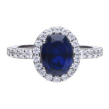 將圖片載入圖庫檢視器 Anello blu in argento e zirconi ricoperto di platino Diamonfire Royal