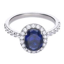 將圖片載入圖庫檢視器 Anello blu in argento e zirconi ricoperto di platino Diamonfire Royal