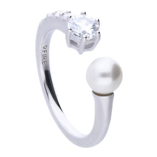 Carica l'immagine nel visualizzatore di Gallery, Anello in argento e zirconi con perla ricoperto di platino Diamonfire Pearls