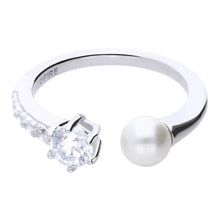 Carica l'immagine nel visualizzatore di Gallery, Anello in argento e zirconi con perla ricoperto di platino Diamonfire Pearls