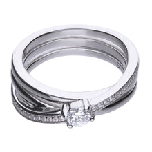 將圖片載入圖庫檢視器 Anello a fascia intrecciato in argento e zirconi ricoperto di platino Diamonfire Brilliant