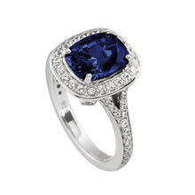 將圖片載入圖庫檢視器 Anello blu in argento e zirconi ricoperto di platino Diamonfire Royal