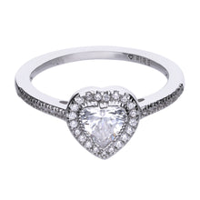 將圖片載入圖庫檢視器 Anello cuore in argento e zirconi ricoperto di platino Diamonfire Bridal