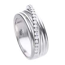 將圖片載入圖庫檢視器 Anello a fascia intrecciato in argento e zirconi ricoperto di platino Diamonfire Brilliant