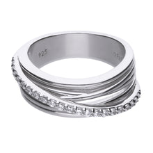 將圖片載入圖庫檢視器 Anello a fascia intrecciato in argento e zirconi ricoperto di platino Diamonfire Brilliant