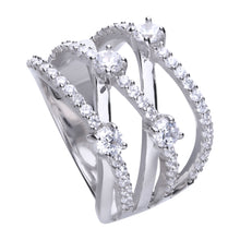 Lade das Bild in den Galerie-Viewer, Anello a fascia in argento e zirconi ricoperto di platino Diamonfire Brilliant