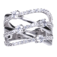 Lade das Bild in den Galerie-Viewer, Anello a fascia in argento e zirconi ricoperto di platino Diamonfire Brilliant
