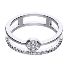 將圖片載入圖庫檢視器 Anello a fascia in argento e zirconi ricoperto di platino Diamonfire Brilliant