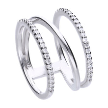 將圖片載入圖庫檢視器 Anello a fascia in argento e zirconi ricoperto di platino Diamonfire Brilliant