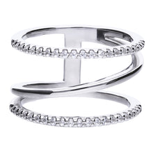 將圖片載入圖庫檢視器 Anello a fascia in argento e zirconi ricoperto di platino Diamonfire Brilliant