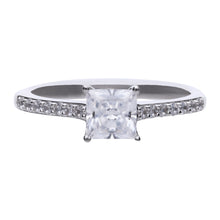 將圖片載入圖庫檢視器 Anello solitario quadrato in argento e zirconi ricoperto di platino Diamonfire