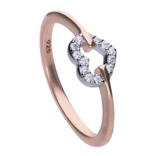 將圖片載入圖庫檢視器 Anello cuore rosè in argento e zirconi ricoperto di platino Diamonfire Two-Tone