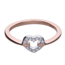將圖片載入圖庫檢視器 Anello cuore rosè in argento e zirconi ricoperto di platino Diamonfire Two-Tone