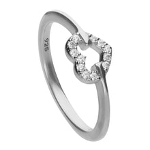 將圖片載入圖庫檢視器 Anello cuore in argento e zirconi ricoperto di platino Diamonfire Bridal