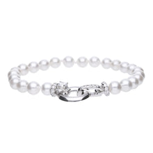 將圖片載入圖庫檢視器 Bracciale perle in argento e zirconi ricoperto di platino Diamonfire Pearls