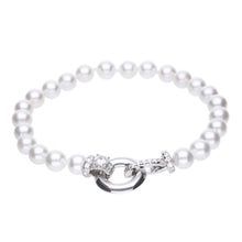 將圖片載入圖庫檢視器 Bracciale perle in argento e zirconi ricoperto di platino Diamonfire Pearls