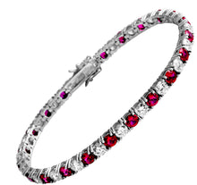 將圖片載入圖庫檢視器 Bracciale tennis rosso alternato in argento e zirconi ricoperto di platino Diamonfire Royal