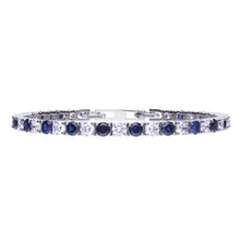 將圖片載入圖庫檢視器 Bracciale tennis blu alternato in argento e zirconi ricoperto di platino Diamonfire Royal