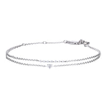 將圖片載入圖庫檢視器 Bracciale doppio in argento e zirconi ricoperto di platino Diamonfire Bridal