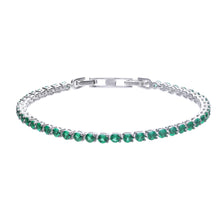 將圖片載入圖庫檢視器 Bracciale tennis verde in argento e zirconi ricoperto di platino Diamonfire Royal