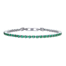 將圖片載入圖庫檢視器 Bracciale tennis verde in argento e zirconi ricoperto di platino Diamonfire Royal