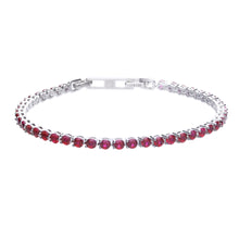 將圖片載入圖庫檢視器 Bracciale tennis rosso in argento e zirconi ricoperto di platino Diamonfire Royal