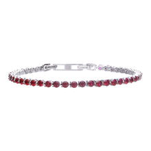 將圖片載入圖庫檢視器 Bracciale tennis rosso in argento e zirconi ricoperto di platino Diamonfire Royal
