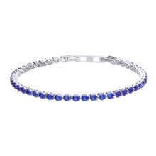 將圖片載入圖庫檢視器 Bracciale tennis blu in argento e zirconi ricoperto di platino Diamonfire Royal