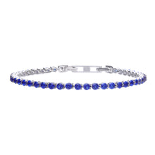 將圖片載入圖庫檢視器 Bracciale tennis blu in argento e zirconi ricoperto di platino Diamonfire Royal
