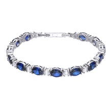 將圖片載入圖庫檢視器 Bracciale tennis blu alternato in argento e zirconi ricoperto di platino Diamonfire Royal