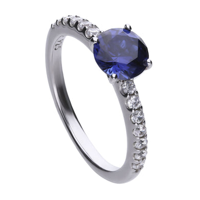 Anello blu in argento e zirconi ricoperto di platino Diamonfire Royal