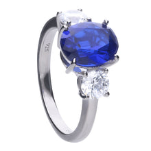 Carica l&#39;immagine nel visualizzatore di Gallery, Anello blu in argento e zirconi ricoperto di platino Diamonfire Royal
