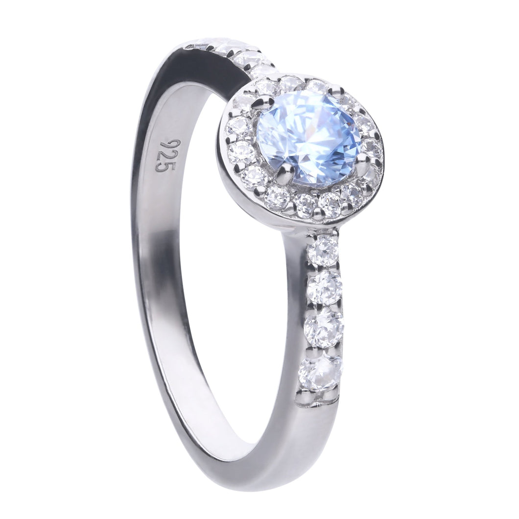 Anello azzurro in argento e zirconi ricoperto di platino Diamonfire Royal