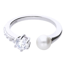 Carica l&#39;immagine nel visualizzatore di Gallery, Anello in argento e zirconi con perla ricoperto di platino Diamonfire Pearls 

