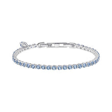 Lade das Bild in den Galerie-Viewer, bracciale tennis lineare con zirconi azzurri
