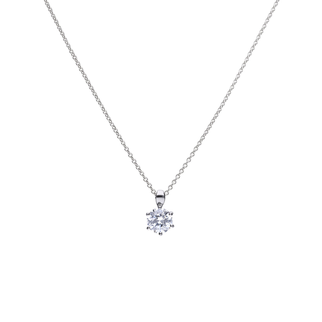 Collana punto luce 2,0 ct in argento e zirconi ricoperta di platino Diamonfire Classic