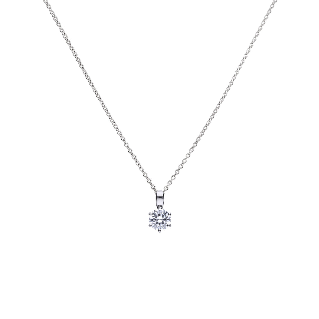 Collana punto luce 1,0 ct in argento e zirconi ricoperta di platino Diamonfire Classic