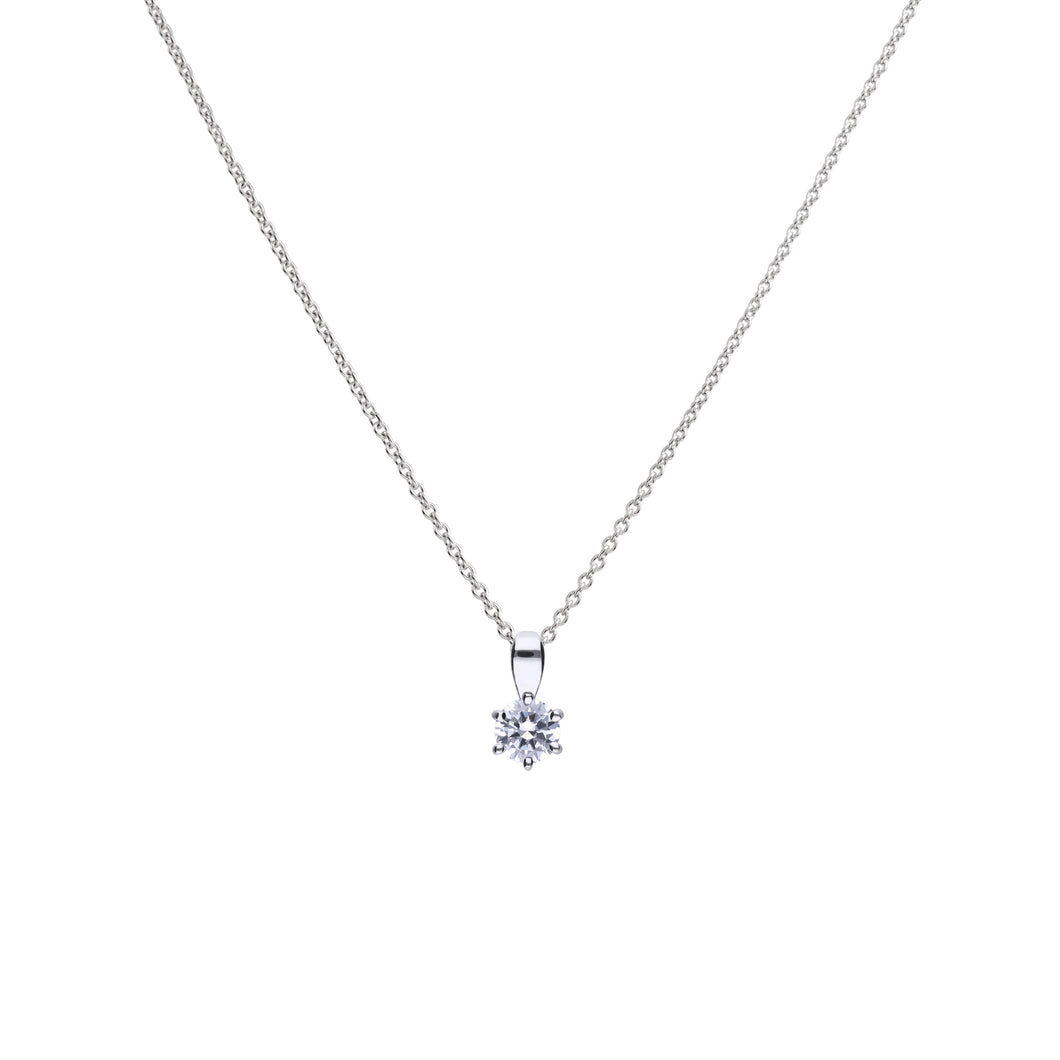 Collana punto luce 0,5 ct in argento e zirconi ricoperta di platino Diamonfire Classic