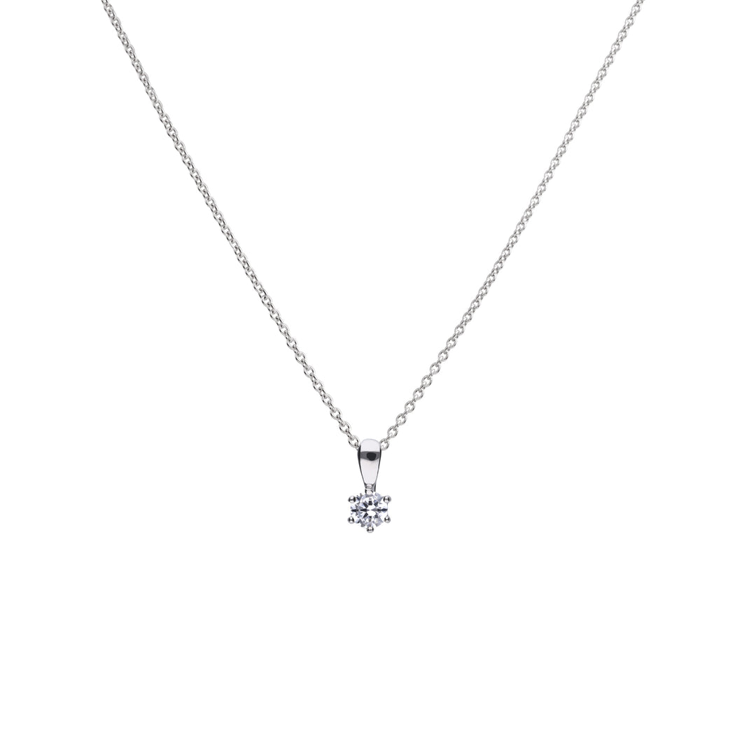 Collana punto luce 0,25 ct in argento e zirconi ricoperta di platino Diamonfire Classic