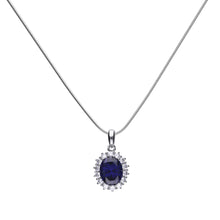 Carica l&#39;immagine nel visualizzatore di Gallery, Collana blu in argento e zirconi ricoperta di platino Diamonfire Royal
