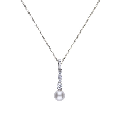 Collana con perla in argento e zirconi ricoperta di platino Diamonfire Pearls