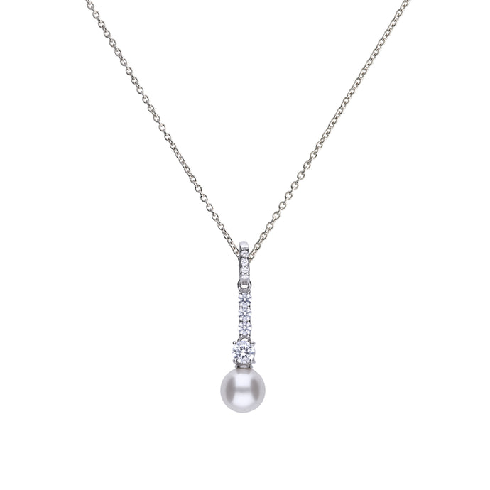 Collana con perla in argento e zirconi ricoperta di platino Diamonfire Pearls